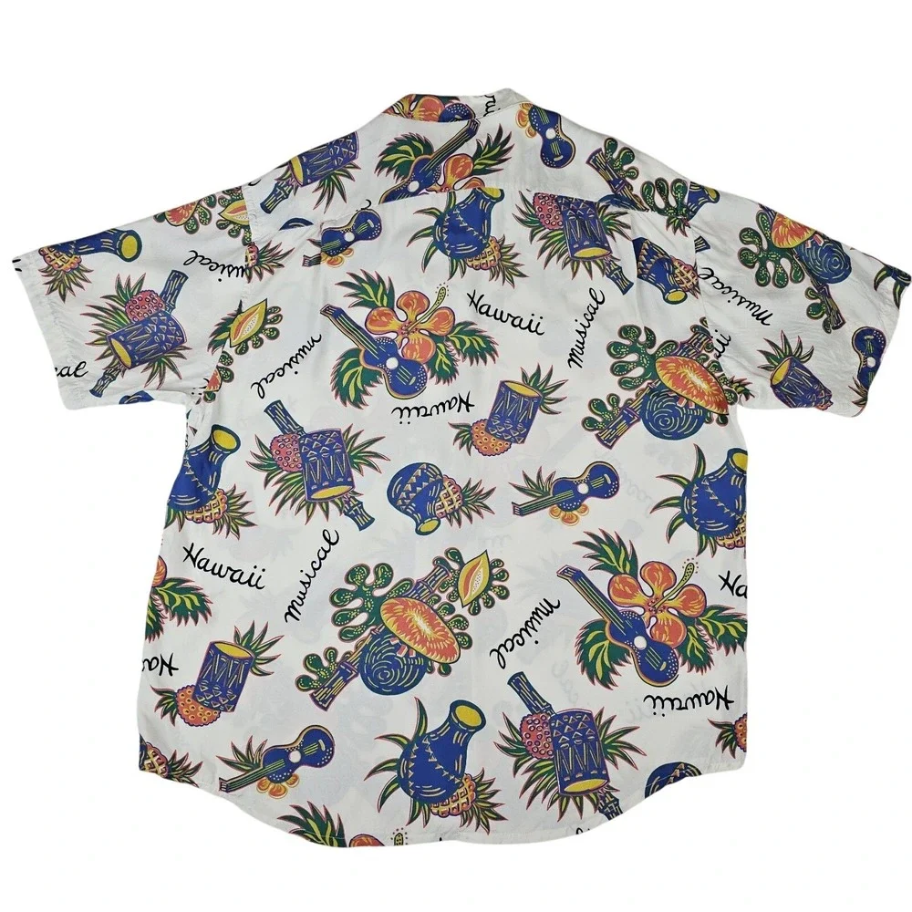 VTG Banana Republic Safari Travel Rayon Hawaii Camp Shirt Mens 2XL Aloha 80s